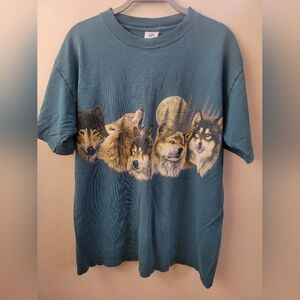 Vintage (1992) - Wolf Pack Under Full Moon T-shirt - Size Large